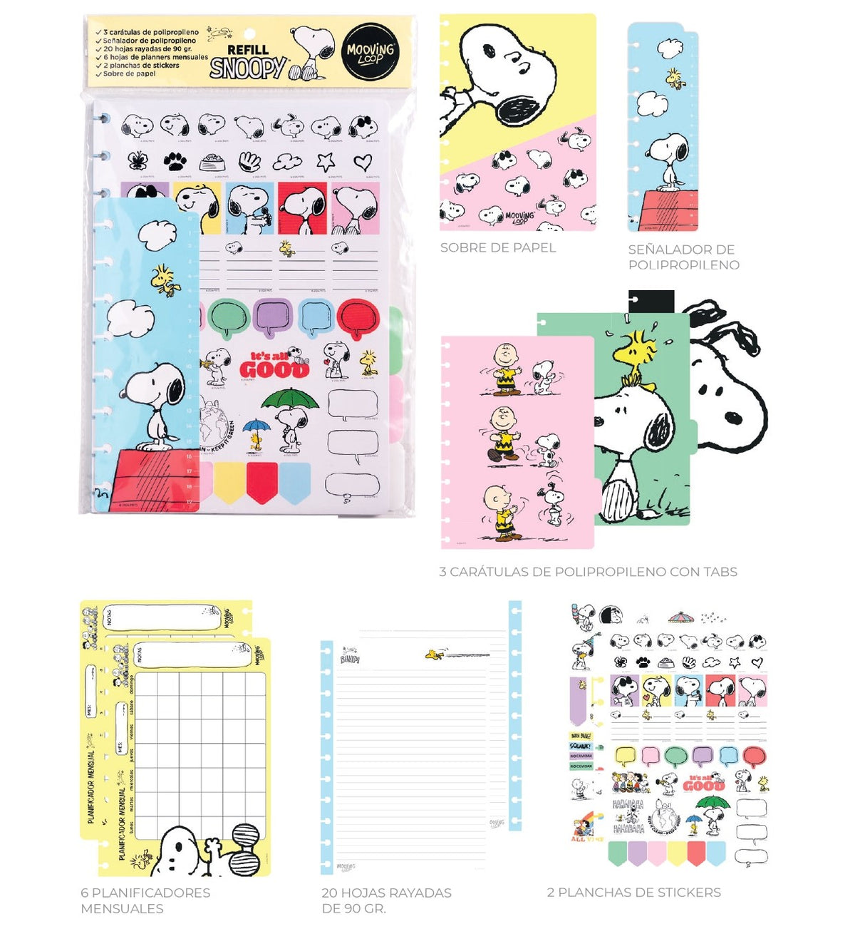 Repuesto de Hojas Carta Snoopy