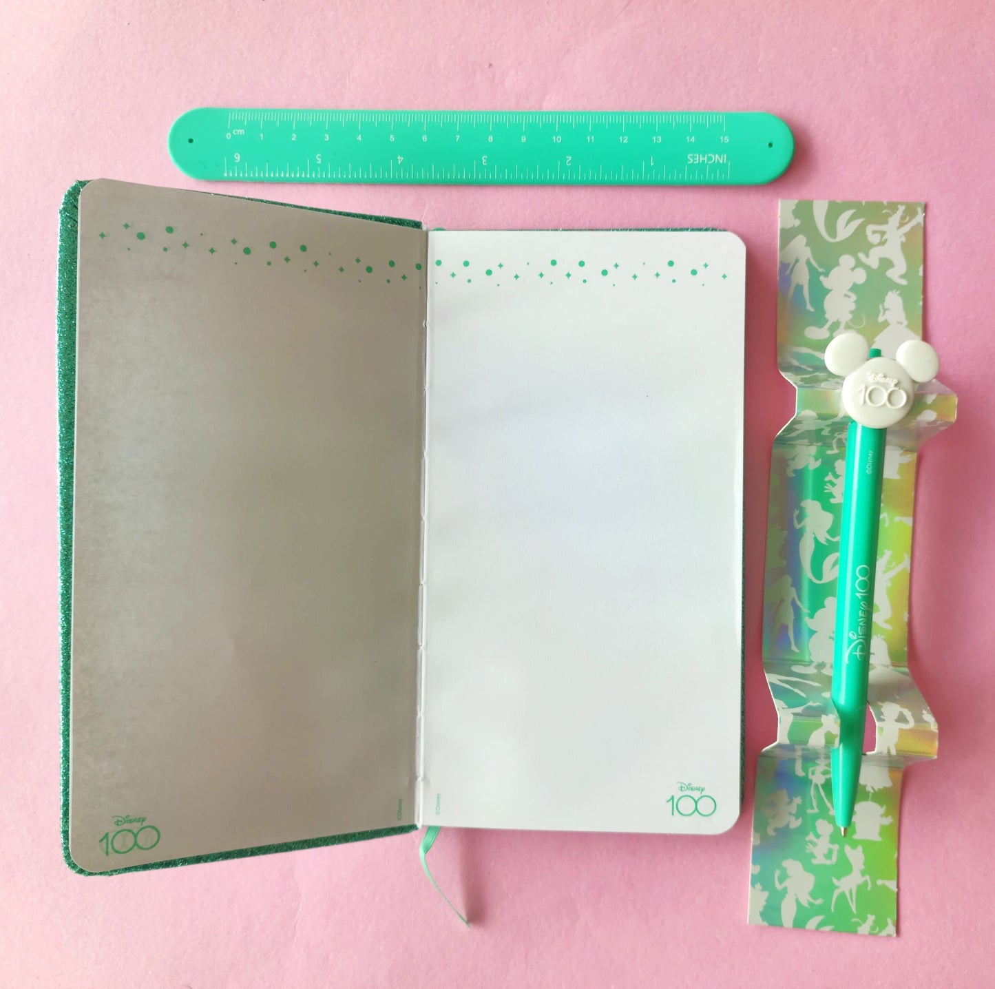 Set Libreta + Regla + Bolígrafo Disney 100